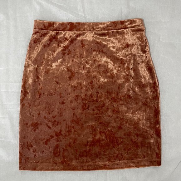 Forever 21 Burnt Orange Velvet Mini Skirt - Picture 1 of 3
